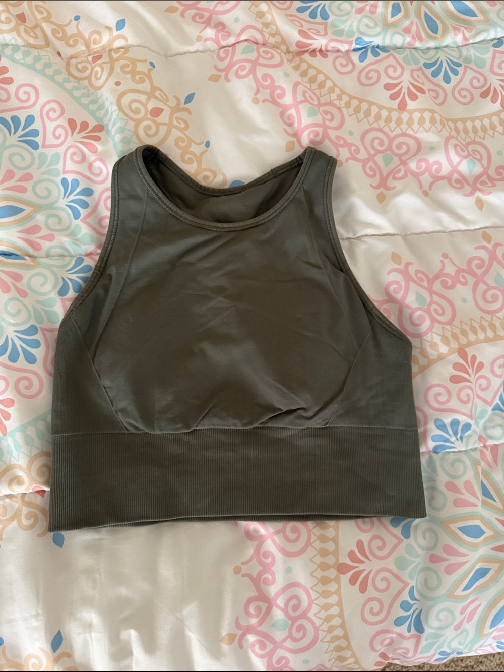 Lulu lemon green cropped high neck tank